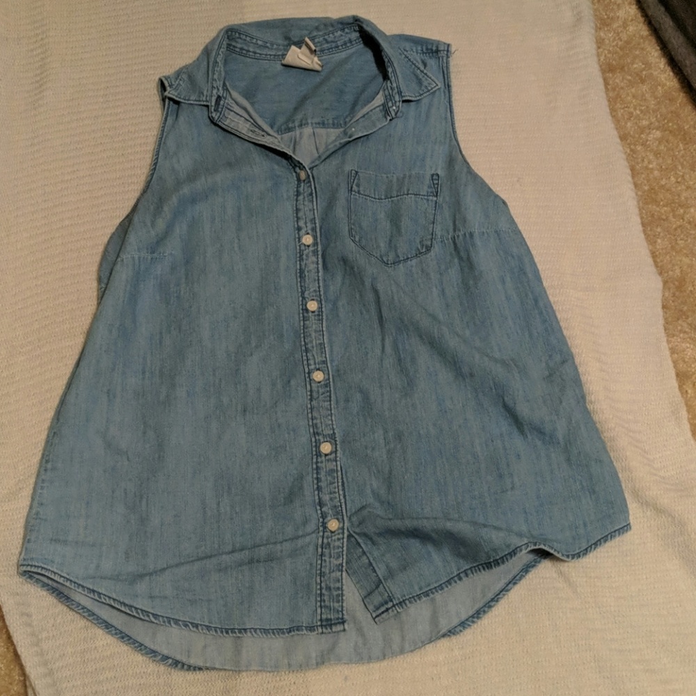 Faux denim tank top